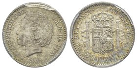 Alfonso XIII 1886-1931
50 centimos, 1894 PG V, AG 2.5 g.
Ref : Cal. 58, KM#703
Conservation : PCGS MS64