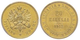 Finland
Nicholas II 1894-1917 
20 Markkaa, 1912 S, AU 6.45 g.
Ref : Fr. 3, KM#9.2
Ref : PCGS MS65