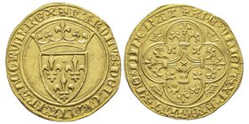 Charles VI 1380-1422
Écu d'or à la couronne, Paris, 38 fevrier 1388, AU 4.00 g.
Ref : Dup. 369a, Fr. 291
Conservation : presque Superbe