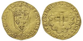 François Ier 1515-1547
Écu d'or à la croisette, Bordeaux, AU 3.26 g.
Ref : Dupl. 889, Fr. 351
Conservation : TTB