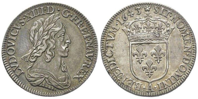 Louis XIII 1610 1643
1/4 Écu, 2ème poinçon de Warin buste drapé et cuirassé, Par...