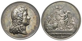 Louis XIV 1643-1715
Médaille en argent de Louis-Alexandre de Bourbon, 1704, hommage à la victoire de Velez-Malaga, AG 164 g. 67 mm, par de Puymaurin...