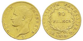 Premier Empire 1804-1814 
20 Francs, Perpignan, AN13 Q, AU 6.41 g.
Ref : G. 1022, Fr. 488
Conservation : traces de nettoyage sinon TTB
Quantité : 522 ...