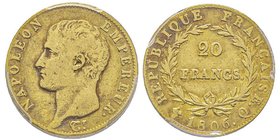 Premier Empire 1804-1814 
20 Francs, Perpignan, 1806 Q, AU 6.45 g. 
Ref : G. 1023, Fr. 489 
Conservation : NGC VF35 
Quantité : 3973 exemplaires. Rare...