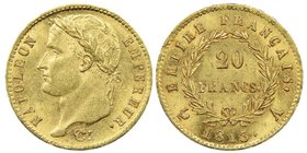 Premier Empire 1804-1814 
20 Francs, Paris, 1813 A, AU 6.45 g.
Ref : G.1025, Fr. 516
Conservation : NGC MS63. Très rare dans cette qualité