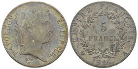 Cent-Jours, 20 mars-22 juin 1815
5 Francs, Paris, 1815 A, AG 25 g.
Ref : G.595 
Conservation : infimes rayures sinon presque FDC. Magnifique patine