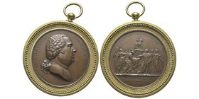 Louis XVIII 1815-1824
Médaillon, 1814, Galle, Entrée de Louis XVIII à Paris le 3 mai 1814, AE 296 g. 87 mm
Avers : Buste nu du roi à droite 
Revers : ...