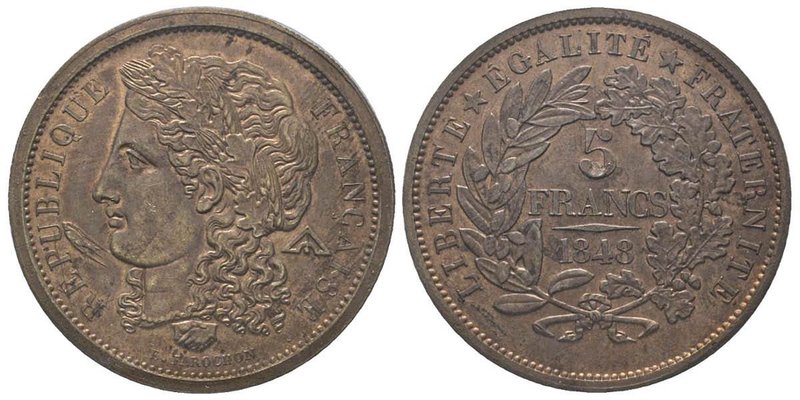 Deuxième République 1848-1852
5 Francs Piefort, 1848, Cuivre 37 mm
Ref : Maz. 12...