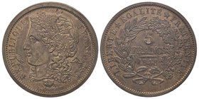 Deuxième République 1848-1852
5 Francs Piefort, 1848, Cuivre 37 mm
Ref : Maz. 1279b, KM#Pn70 
Conservation : NGC MS62 RB
Rare
