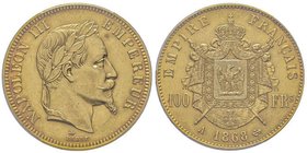 Second Empire 1852-1870
100 Francs, Paris, 1868 A, AU 32.25 g. 
Ref : G.1136, Fr. 580 
Conservation : PCGS MS62
Quantité : 2315 exemplaires. Très rare...
