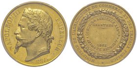 Second Empire 1852-1870
Médaille en or Ministère de l'agriculture du commerce et des travaux publics, 1863, AU 25.28 g. poinçon abeille par Caque
Cons...