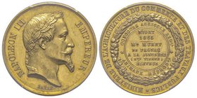 Second Empire 1852-1870
Médaille en or Ministère de l'agriculture du commerce et des travaux publics , 1865, AU 23.90 g. poinçon abeille par Barre
Con...