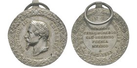 Second Empire 1852-1870
Médaille en argent, 1863, expédition du Mexique, AG 15 g. 31 mm par Barre
Avers : NAPOLEON III EMPEREUR Tête laiurée à gauche
...