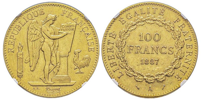 Troisième République 1870-1940
100 Francs, Paris, 1887 A, AU 32.25 g.
Ref : G. 1...