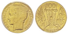 Troisième République 1870-1940
Prototype de 100 Francs Bazor, Paris, 1933, AU 6.55 g. 
Ref : G. 1148, Fr. 598
Conservation : PCGS MS63. Rarissime
Ces ...