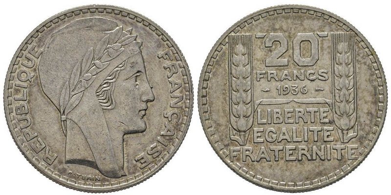 Troisième République 1870-1940
20 Francs, Paris, 1936, Turin, AG 20 g.
Ref : G. ...