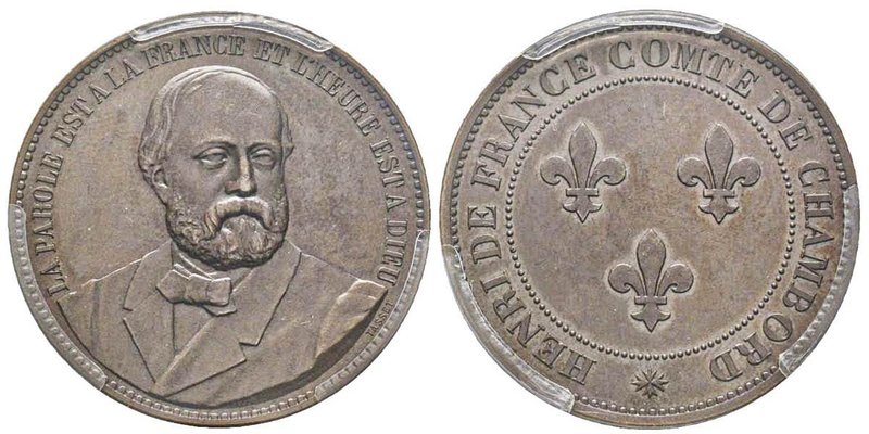 Henri V Comte de Chambord 1820-1883 
Essai au module de 5 francs par l'éditeur P...