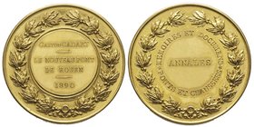 Médaille en or, 1890, le nouveau pont de Rouen, AU 86.16 g., poinçon Corne
Avers : CASTON CADART LE NOUVEAU PONT DE ROUEN 1890
Revers : ANNALES MEMOIR...