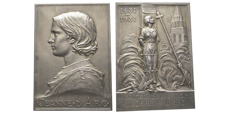 Plaque en argent, Paris, 1931, Jeanne d'Arc, Ve centenaire de sa mort, AG 156.51...