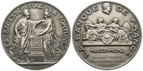 Quatrième République 1947-1959
Médaille frappée pour le 150ème anniversaire de la Banque de France, 1800-1950 Paris, AG 160 g. 68 mm, par Dumarest poi...