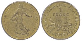 Cinquième République 1959 à nos jours 
1 Franc, Paris, 1977, frappé sur flan de 20 centimes, Cu-Ni
Conservation : PCGS MS64