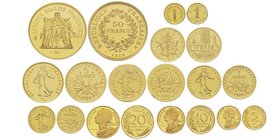 Cinquième République 1959 à nos jours
Coffret “Monnaie de Paris PIEFORTS 1980” comprenant 10 pieforts en or sous coque PCGS
50 francs Hercule, AU 10...