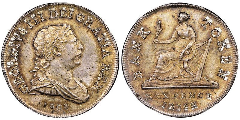 George III 1760-1820 
30 Pence 1808, Soho (Birmingham), Bank of Ireland Coinage,...