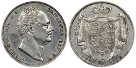 William IV 1830-1837
1/2 Crown, 1836, AG 14.18 g.
Ref : Seaby 3834, KM#714.2
Conservation : NGC AU Details, traces de nettoyage