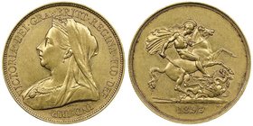 Victoria 1837-1901 
5 Pounds, 1893, AU 40 g. 
Ref : Seaby 3872, Fr. 394a, KM#787
Conservation : NGC AU53
