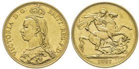Victoria 1837-1901 
2 Pounds, 1887, AU 16 g. 
Ref : Seaby 3865, Fr. 391, KM#768 
Conservation : traces de nettoyage sinon Superbe