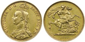 Victoria 1837-1901 
2 Pounds, 1887, AU 16 g. 
Ref : Seaby 3865, Fr. 391, KM#768 
Conservation : NGC AU50