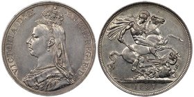 Victoria 1837-1901 
Crown, 1887, AG 28.28 g.
Ref : Seaby 3921 , KM#674
Conservation : NGC AU55