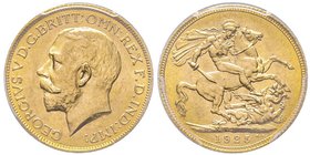 George V 1910-1936
Sovereign, 1925, AU 7.98 g. 917‰
Ref : Seaby 3996, Fr. 404a, KM#820, Marsh 220
Conservation : PCGS MS65
