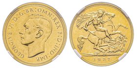 George VI 1932-1952
Half Sovereign Proof, 1937, AU 4 g.
Ref : Seaby 4077, Fr. 412, KM#858
Conservation : NGC Proof 62