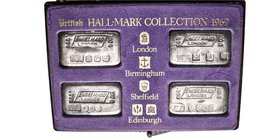 Elizabeth II 1952-
Boîte avec 4 lingots en argent, London, 1969, AG 400 g. 999‰
Conservation : FDC, dans leur coffret d'origine.
Engelhard London ingo...