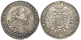 Hungary
Ferdinand II 1619-1637
Thaler, Kremnitz, 1631, AG 28.52 g.
Ref : Dav. 3129
Conservation : traces de monture sinon TTB/SUP