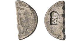 West Indies
Dominica
3 Bits (3 Shillings 3 Pence), ND (1813). Authorization of 7 August 1813, AG 4 g.
Ref : KM#4, Prid.29, ANS 1969.118.149 
Ex Vente ...