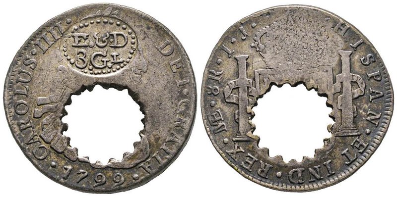 Essequibo and Demerary 
3 Guilders (12 Bitts local currency), AG 21.50 g.
Contre...