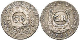 Jamaïque
British Administration
6 Shillings, 4 Pence (4 Reales 1/2 Dollar), ND (1758), Act of 18 November 1758, AG 26.79 g.
Contremarque "GR" sur un 5...