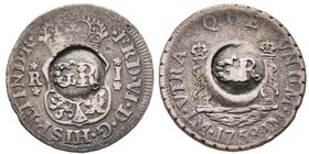 Jamaïque
10 Pence (Real), ND (1758), Act of November 1758, AG 3.24 g. Contremarque «GR» dans un cercle à l’avers sur une monnaie de 1 Real 1758 de Li...