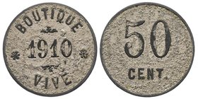 La Martinique
Monnaie de nécessité, Baisse-Pointe
50 centimes, 1910, Zinc nickelé 3.29 g. 18.5 mm
Ref : Lec. 17 (cette monnaie)
Conservation : Superbe...