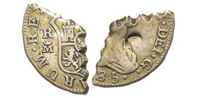 Sainte Lucie
1 Escalin ou 15 Sols, AG 2.15 g. Contremarque d'un anelet en creux en bordure 
Ref : Lec. 1 (cette monnaie), Byrne 1014 Conservation : TT...