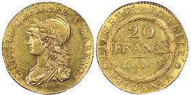 Gaule Subalpine 1800-1802
20 francs, Turin, AN 10 (1801-1802), AU 6.45 g.
Ref : G. IT 5, Fr. 1172, Pag 4
Conservation : NGC MS 61. presque Fleur de co...