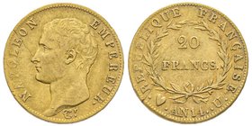 Département de l'Éridan 1802-1814
20 Francs, Turin, AN 14 U, AU 6.45 g.
Ref : G. 1022, Pag. 16, Fr. 490
Conservation : fissure de coin sinon presque S...