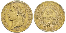 Département de l'Éridan 1802-1814
20 Francs, Turin, 1809 U, AU 6.45 g. 
Ref : G. 1025, Pag. 20, Fr. 515
Conservation : PCGS AU55. Deuxième plus haut g...