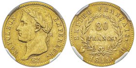 Département de l'Éridan 1802-1814
20 Francs, Turin, 1811 U, AU 6.45 g. 
Ref : G. 1025, Pag. 22, Fr. 515
Conservation : NGC AU53