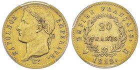 Département de l'Éridan 1802-1814
20 Francs, Turin, 1812 U, AU 6.45 g. 
Ref : G. 1025, Pag. 22, Fr. 515 
Conservation : PCGS AU53. Deuxième plus haut ...