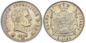 Royaume d'Italie 1805-1814
5 Lire, Milan, 1813 M, AG 25 g.
Ref : G. IT 28, Pag. 31
Conservation : Superbe