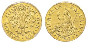 Firenze
Giovannai Gastone De' Medici 1723-1737
Fiorino d'oro, 1723, AU 3.46 g.
Ref : MIR 345/1 (R3), CNI 1/2, Fr. 326
Ex Vente Ceresio, Lugano, 1988, ...