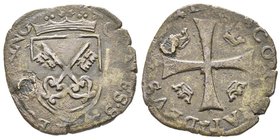 Frinco
Grosso, Imitatione di una douzain di Clemente VIII per Avignone, Mi 2.22 g.
Ref : Biaggi 1444, MIR 611 (R3), Gamb. 1005
Conservation : TTB. Trè...